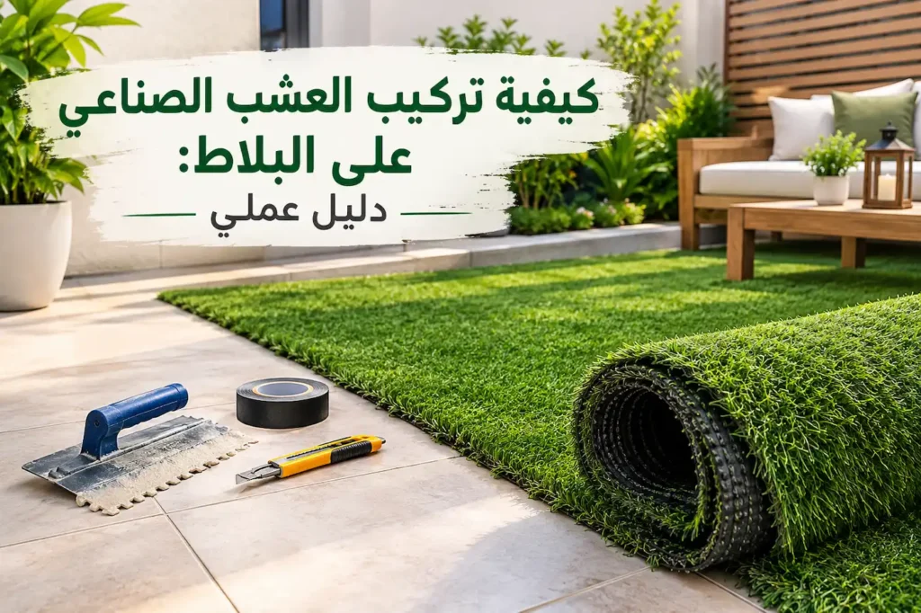 كيفية تركيب العشب الصناعي على البلاط